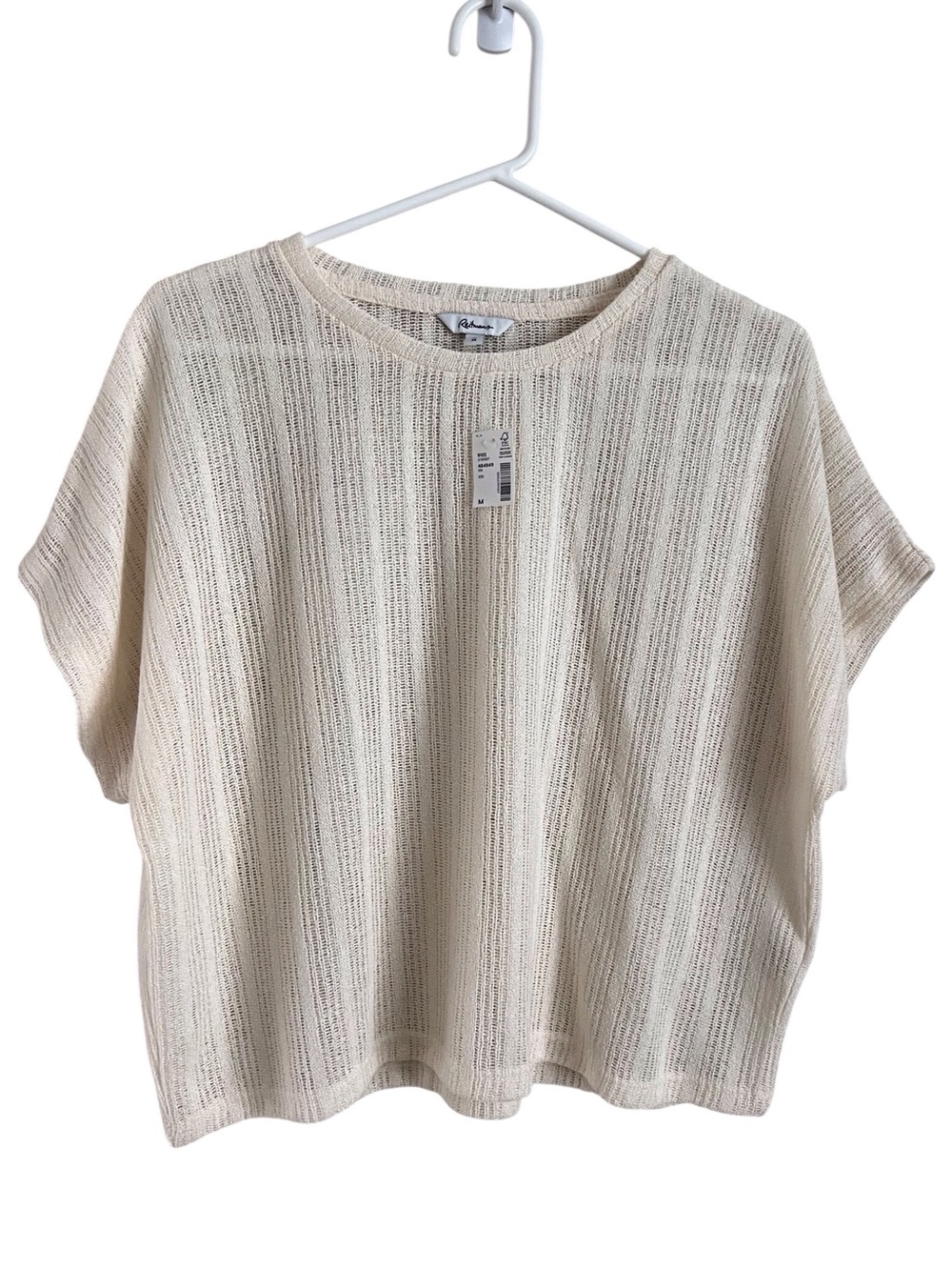 Reitman's Cream Sweater Coastal Capped Sleeve Open Knit Neutral NEW Medium
